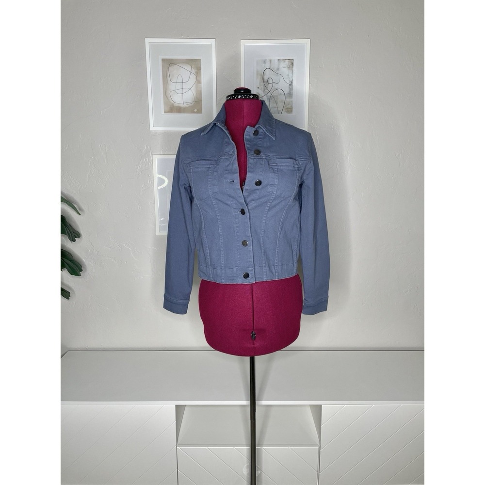 Pact Jacket Women's Small Slate Blue Stretch Twill Denim Stylish Organic Cotton